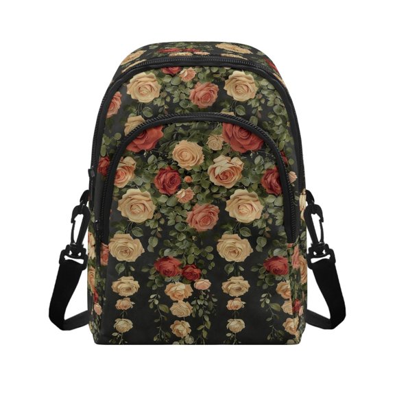 CHAQLIN Rose Floral Print Cell Phone Purse, Adjustable Strap Polyester Crossbody Bag for Travel Shopping, Mini Small Crossbody Wallet