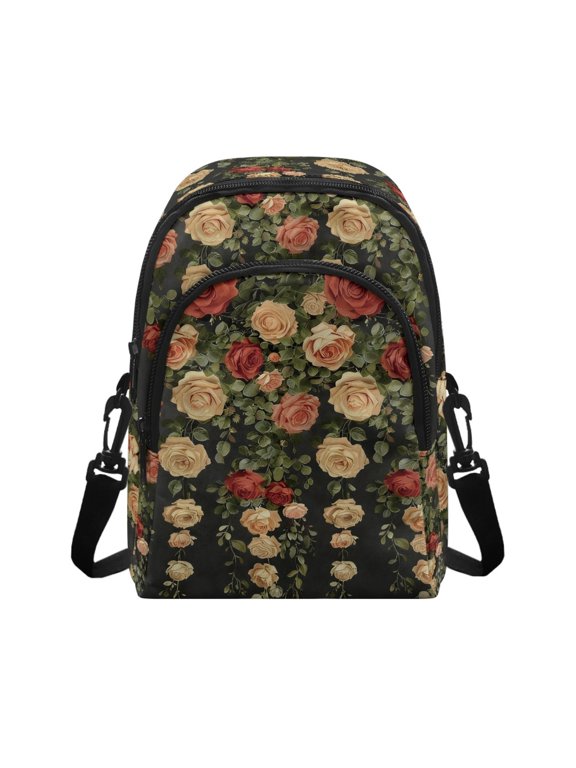 Rose Floral Print Cell Phone Purse, Adjustable Strap Polyester Crossbody Bag for Travel Shopping, Mini Small Crossbody Wallet