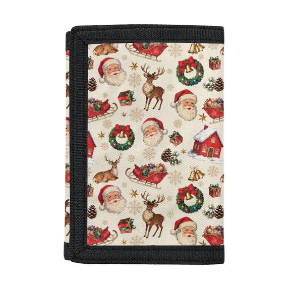 CHAQLIN Santa Claus Gift Patterns Children's Wallet, Stretch Polyester Coin Bag Wallet for School, Wear-Resistant Slim Trifold Card Wallet