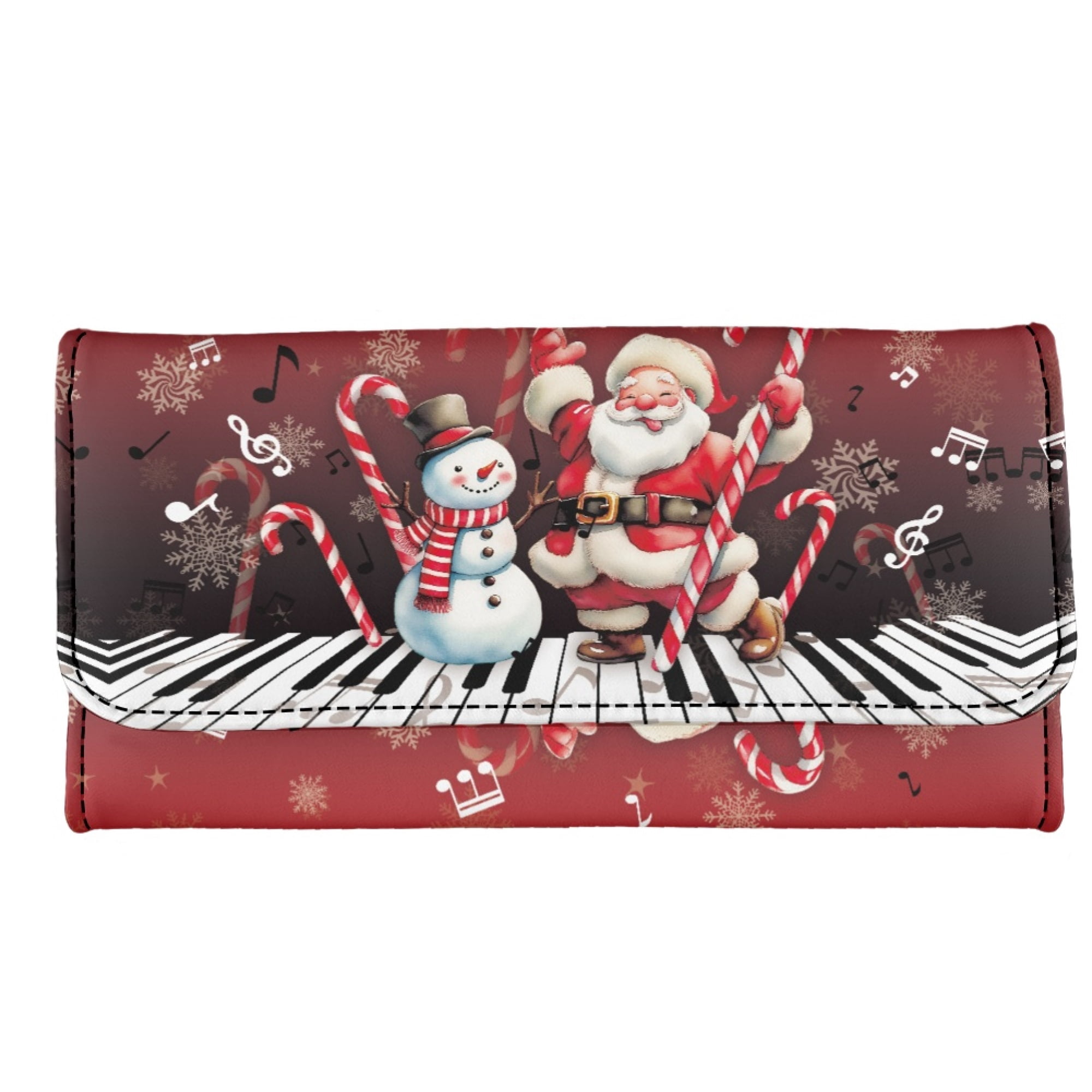 CHAQLIN Santa Claus Piano Pattern Buckle Money Organizer, PU Leather ...