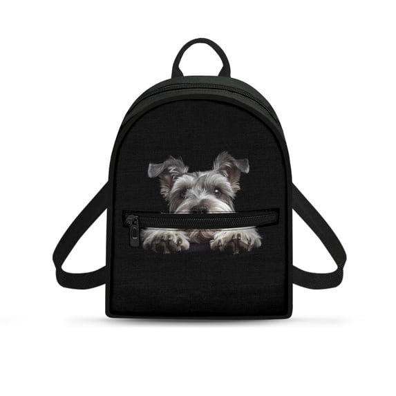CHAQLIN Schnauzer Dog Small Backpack for Shopping Travel, Zipper Closure Lightweight Rucksack Polyester Mini Backpack for Women and Teenager