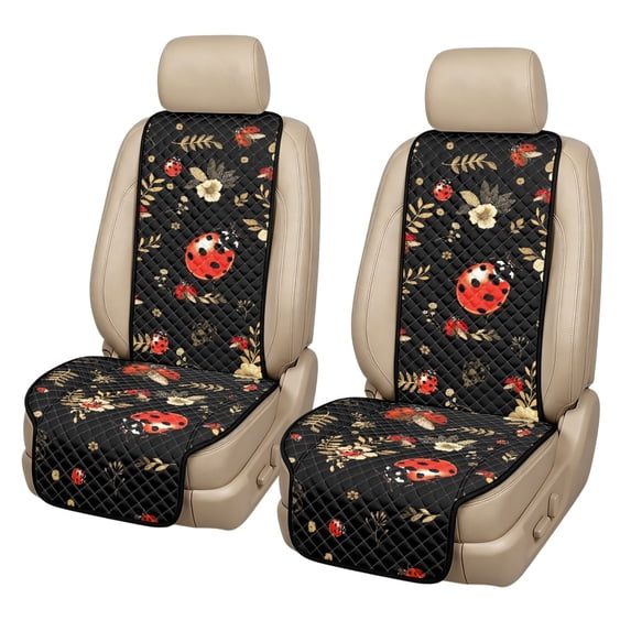 CHAQLIN Seat Protector Ladybug Floral Print 2 Piece Car Front Seat Covers Machine Washable for Truck Non-Slip Polyester Car Seat Covers