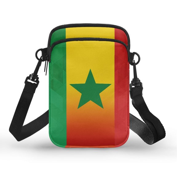 CHAQLIN Senegal Flag Print Cell Phone Purse, Portable Crossbody Purse Lightweight Mini Phone Purse for Hiking Work