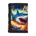 thumbnail image 1 of CHAQLIN Shark with Thunder & Lava Art Print Small Money Bag for Daily Use, Elastic Polyester Trifold Card Wallet with Lightweight Portable Children's Wallet, 1 of 7
