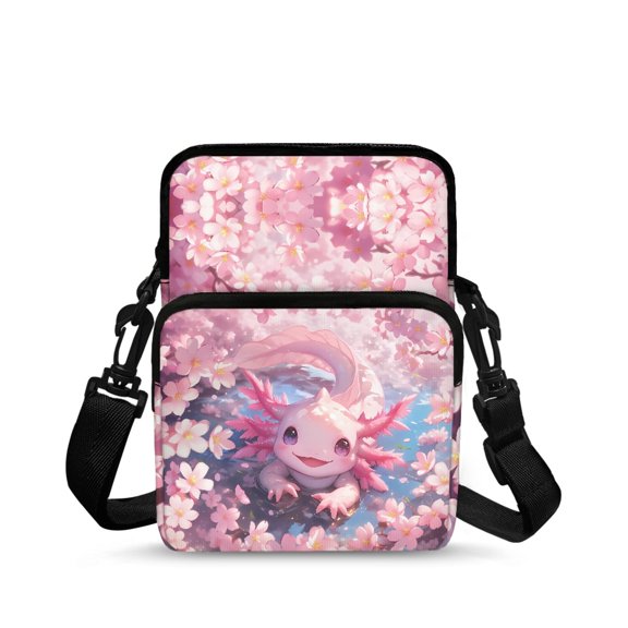 CHAQLIN Shoulder Crossbody Pouch for Shop, Zipper 2 Zippers Crossbody Purse for Unisex Salamander Floral Pattern Phone Cross Body Bags