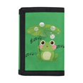 thumbnail image 1 of CHAQLIN Singing Green Frog Pattern Children's Wallet for Outdoor, Polyester Youth Wallet with Foldable Portable Kids Trifold Wallet, 1 of 7