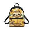 thumbnail image 1 of CHAQLIN Sloth Sunflower Pattern Mini Backpack Purse for Work Travel, Lightweight Mini Travel Backpacks Polyester Front Pocket Small Backpack, 1 of 8
