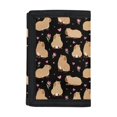 thumbnail image 1 of CHAQLIN Small Purse Cartoon Capybara with Floral & Heart Pattern Waterproof Kids Trifold Wallet for Sports, Polyester Lightweight Children's Wallet, 1 of 7
