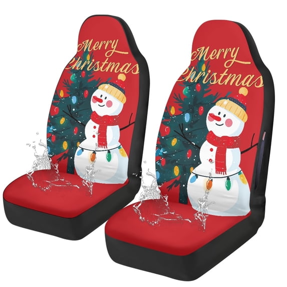 CHAQLIN Snowman Christmas Tree Print Automotive Cover Polyester Decoration Premium Driver Seats Protector Cushion for Automobile