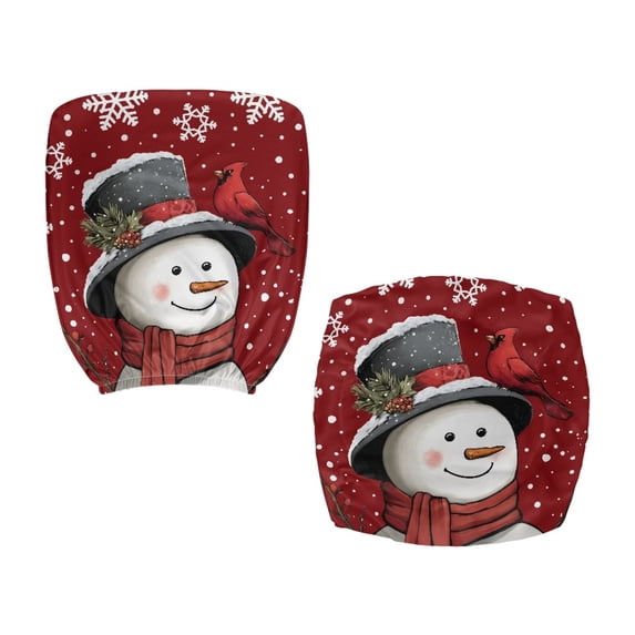 CHAQLIN Snowman Robin 2 Piece Rotating Chair Slipcover for Armchair Stain Resistant Breathable Computer Office Chair Cover Polyester Fabric Computer Office Chair Covers