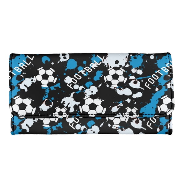 Bdd Pattern CHAQLIN Soccer Ink Splash Pattern Long Wallet, Leather Trifold Wallet ...