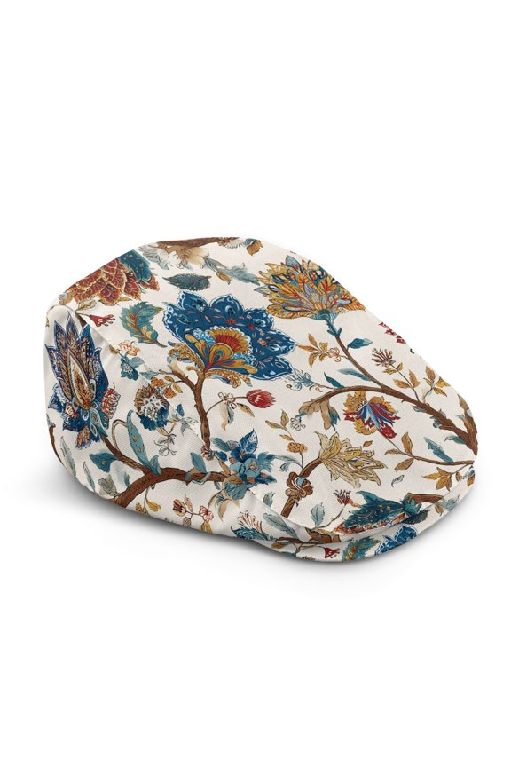 Soft Flat Newsboy Hat for Summer Walking, Colorful Floral Pattern Design Polyester Lightweight Flat Cap Formal