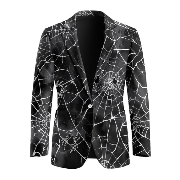 CHAQLIN Solid Dressy Blazer Jackets, Spider Web Polyester Slim Fit Men's Suit Jacket for Prom Summer
