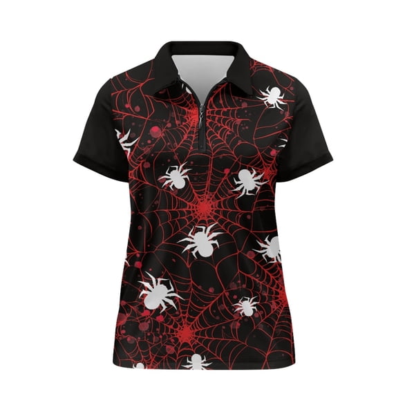 CHAQLIN Spider Web Design Stretch Polo Shirts for Golf Outdoor Sports Tennis, Lightweight Golf Shirt Quick Dry Polyester Tennis Shirts