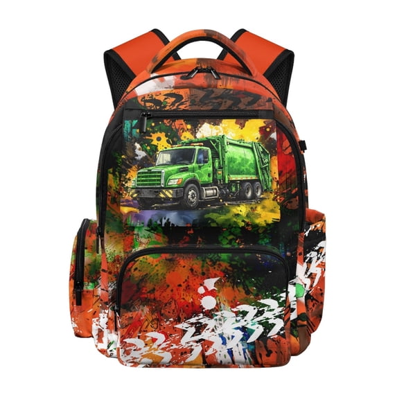 CHAQLIN Sports Car Graffiti Print Breathable Backpack with Large Capacity Lightweight School Bag, Front Pocket 17 Inch Elementary Bookbag for Elementary School Travel