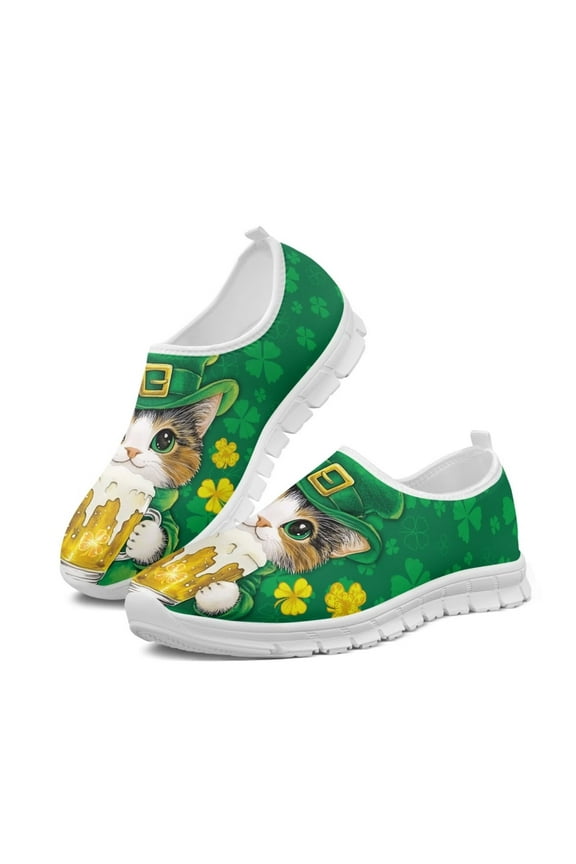 St. Patrick's Day Womens Orthopedic Slip On Loafers Walking Shoes with Arch Support Lightweight Water Resistant Nurse Shoes Slip Resistant Healthcare Work Shoes
