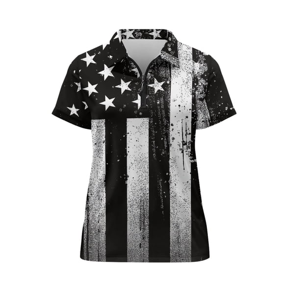 CHAQLIN Star Stripes Golf Polo Tops, Quick Dry Stylish Lightweight Polo Shirts for Tennis Shopping Sports Training Soft