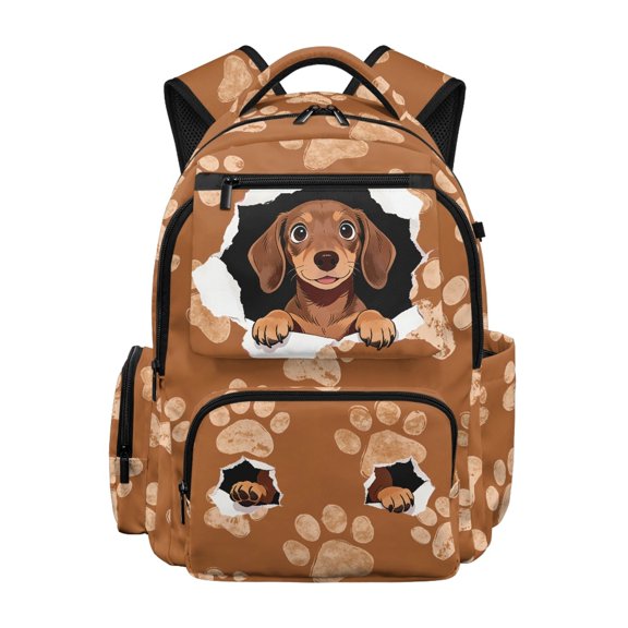 CHAQLIN Sturdy School Backpack for Travel Elementary, Polyester Breathable Toddler Bookbag, Dog Paw Print Pattern