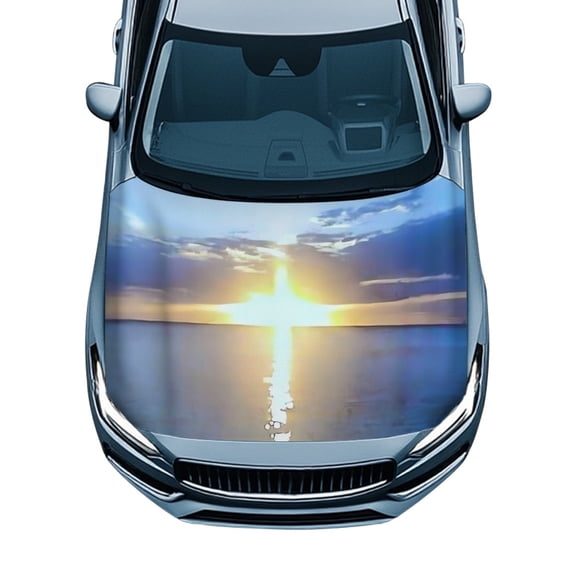 CHAQLIN Swimsuit Fabric Hood Cover for Winter Easy Clean Portable Car Cover Cross Horizon Art