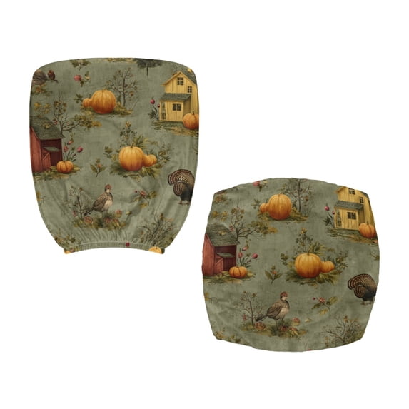 CHAQLIN Thanksgiving Office Computer Chair Covers in Pumpkin Farm Pattern, Set of 2 Stretch Washable Fabric Covers for Boss Chair and Armchair