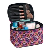 CHAQLIN Tie Dye Leopard Stars Durable Makeup Bag, Polyester Toiletry Bag Waterproof Cosmetic Bag for Travel Vacation