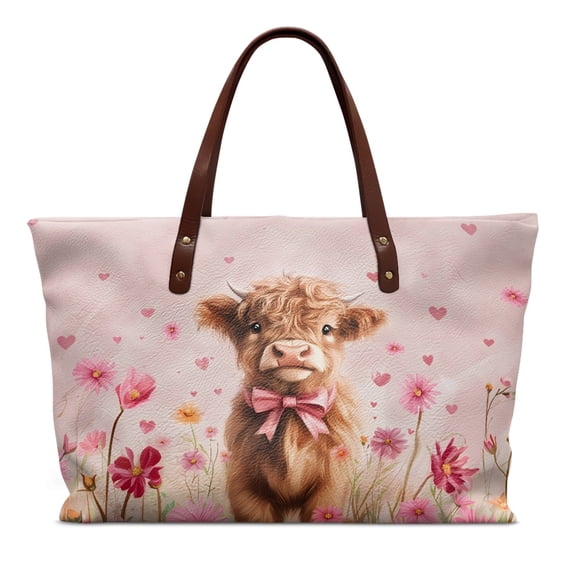 CHAQLIN Top Handle Bag for Shopping Office, Lightweight with Inner Pocket Tote Handbag, Cow