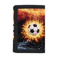 thumbnail image 1 of CHAQLIN Trifold Card Wallet with Flaming Soccer Print, Elastic Polyester Lightweight Foldable Wallet for Kids Toddler Boys Sports and Holiday, 1 of 7
