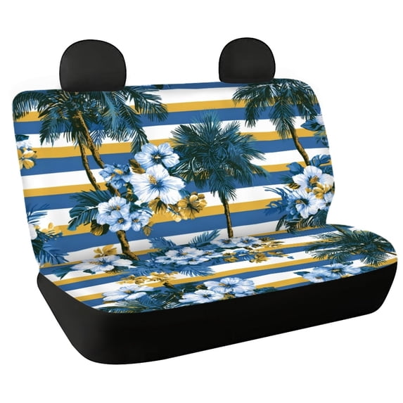 CHAQLIN Tropical Floral Stripe Print Back Bench Protectors for Men, 2 Pcs Car Rear Seat Protectors Stretch Non-Slip Rear Bench Seat Cover