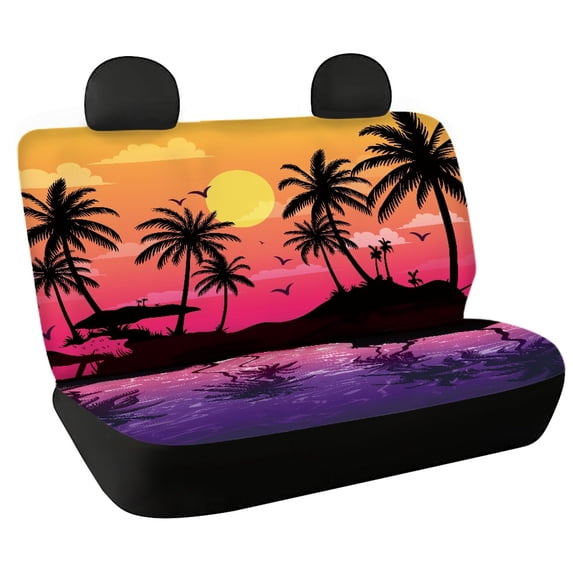 CHAQLIN Tropical Sunset Silhouette Rear Seat Covers for SUV, 2 Piece Elastic Long Rear Backseat Covers Soft Stretch Car Seat Covers