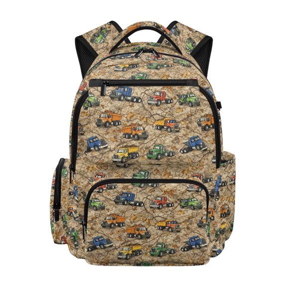 CHAQLIN Truck Design School Bag with Portable, Adjustable Padded Straps Featherweight 17 Inch Bookbag for Elementary Travel