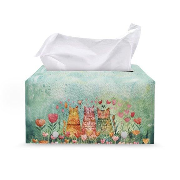 CHAQLIN Tulips Waterproof Rectangular Cuboid Tissue Box Cover for Women, Easy to Clean Tissue Box Cover Rectangle for Home Table