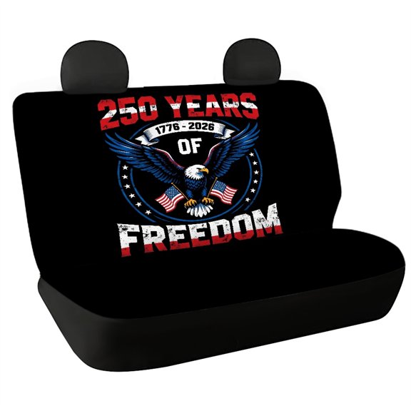CHAQLIN US Flag Eagle Freedom Print, Dustproof Back Seat Covers 2 Piece Protection Scratch Proof Car Back Seat Covers for Car Interior Automotive