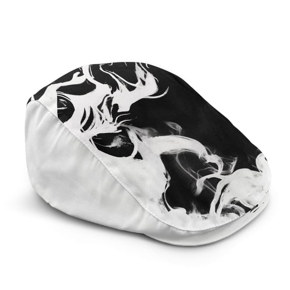 CHAQLIN Vintage Beret Hat for Golf Summer, Black White Smoke Pattern Polyester All-Season Newsboy Hat Light