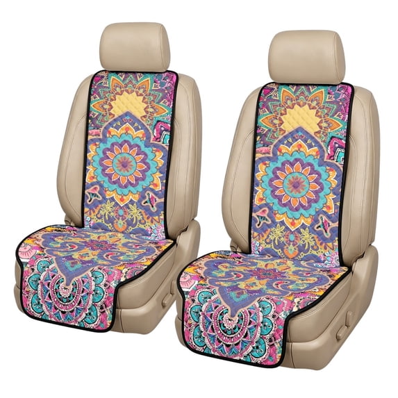 CHAQLIN Vintage Floral Pattern Airbag Compatible Car Seat Covers for Most Cars, Polyester Machine Washable Car Front Seat Covers Quilted Protective Cover