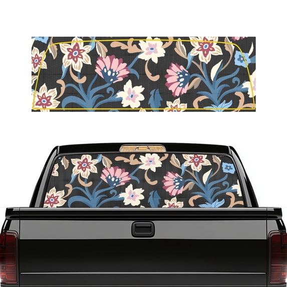 CHAQLIN Vintage Flowers Back Window Decal for Most Pickup Trucks, Easy to Install Weatherproof Vinyl Pickup Car Window Stickers