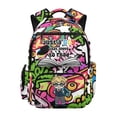 thumbnail image 1 of CHAQLIN Water Resistant Kids Backpacks for Travel Elementary School, 600D Polyester Breathable Strap Bookbag, Doodle-Style Cartoon, 1 of 9