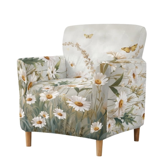 Print Shop Reception CHAQLIN Wild Daisy Floral Print Anti-Slip Chair Slipcover for Reception ...