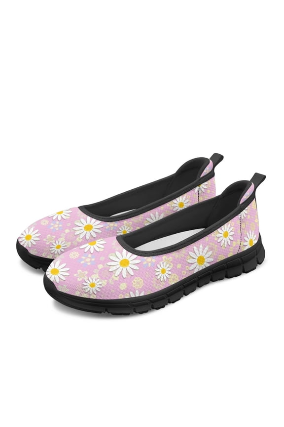 Women’s Ballet Flats Knit Mesh Flats Round Toe Shoes Comfy Slip Ons Casual Dress Flats Waling Loafer