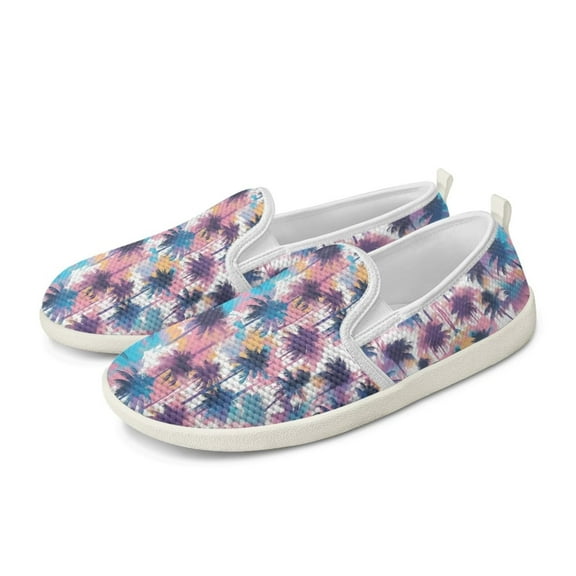 CHAQLIN Women's Slip On Sneakers Casual Loafers Cute Knitted Art Painted Comfort Soft Walking Shoes