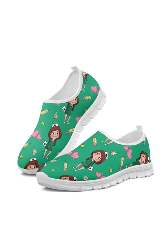 Womens Comfortable Non Slip Work Shoes Sneakers Lightweight Thick White Flats Soft Platform Shoes Business Casual Walking Shoes with Breathable Athletic Engineered Mesh Upper