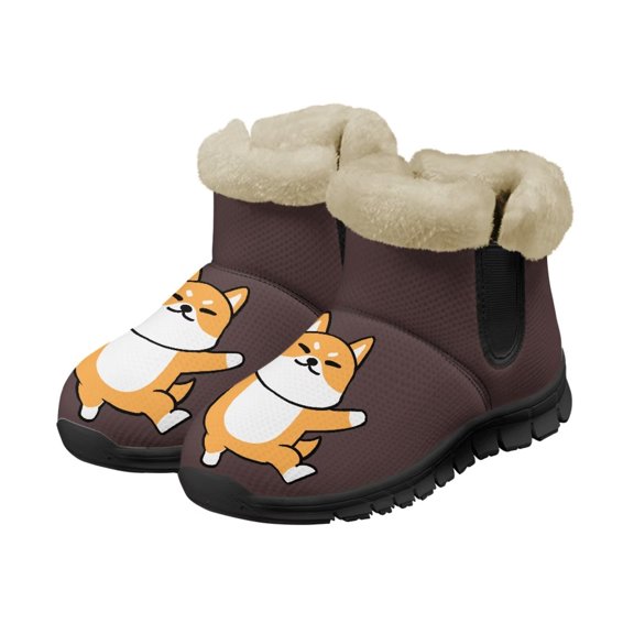 CHAQLIN Womens Hike Footwear Faux Fur Lining Cute Fox Print Ankle Booties Ladies Comfortable Work Short Boots Outdoor Rain Boots Outdoor