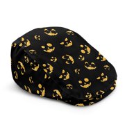 CHAQLIN Wrinkle-Resistant Flat Cap, Smiley Pumpkin Pattern Polyester Retro Lightweight Newsboy Hat for Driving Weekend Outings Golf