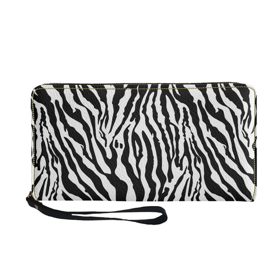 CHAQLIN Zebra Pattern Wristlet Wallet, Large Capacity PU Leather Travel Clutch Bags for Shopping Beach, Zipper Women's Wallets