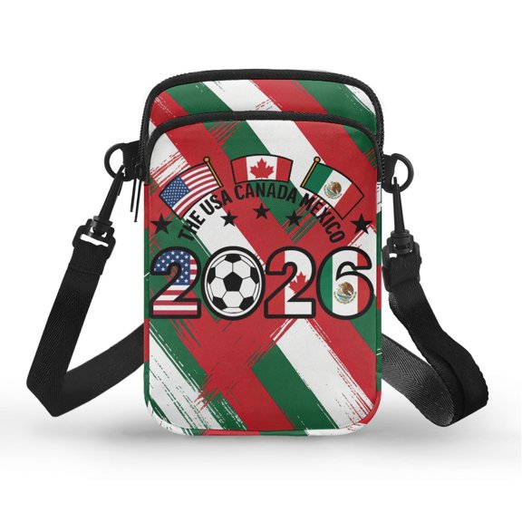CHAQLIN Zipper Mini Cute Crossbody Bag for Work Running, Polyester Lightweight Cell Phone Purse, Diagonal Brushstroke Geometric Pattern with Letter Print