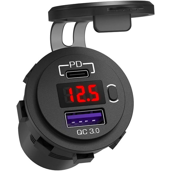 CHAR-04 PD and USB with LED Voltmeter Charger Socket