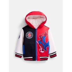 Spider Man Toddler Boys Colorblock Full Zip Hooded Varsity Jacket, Sizes 2T-5T