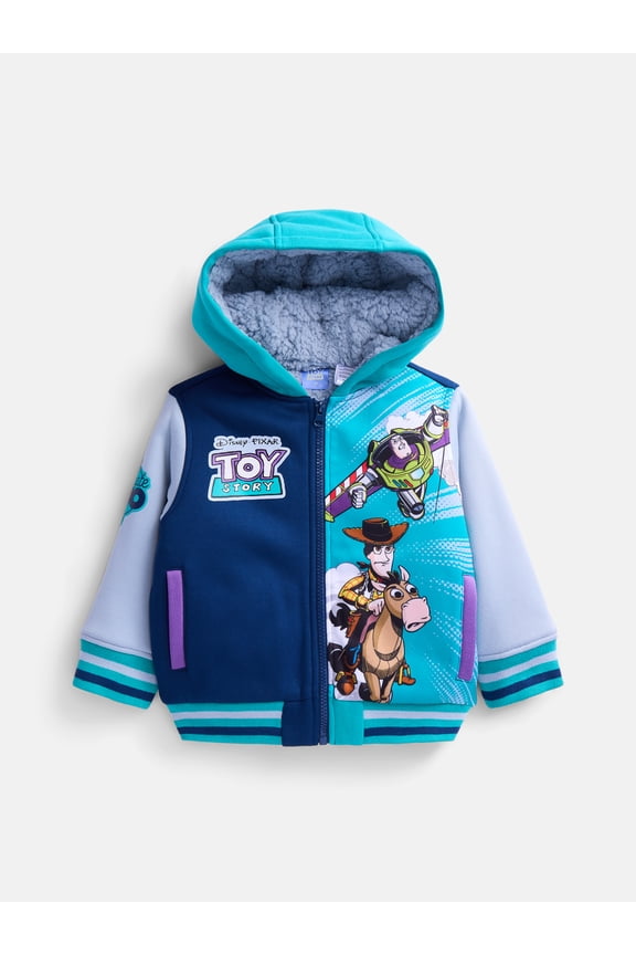 Disney Toy Story Toddler Boys Colorblock Full Zip Hooded Varsity Jacket, Sizes 2T-5T
