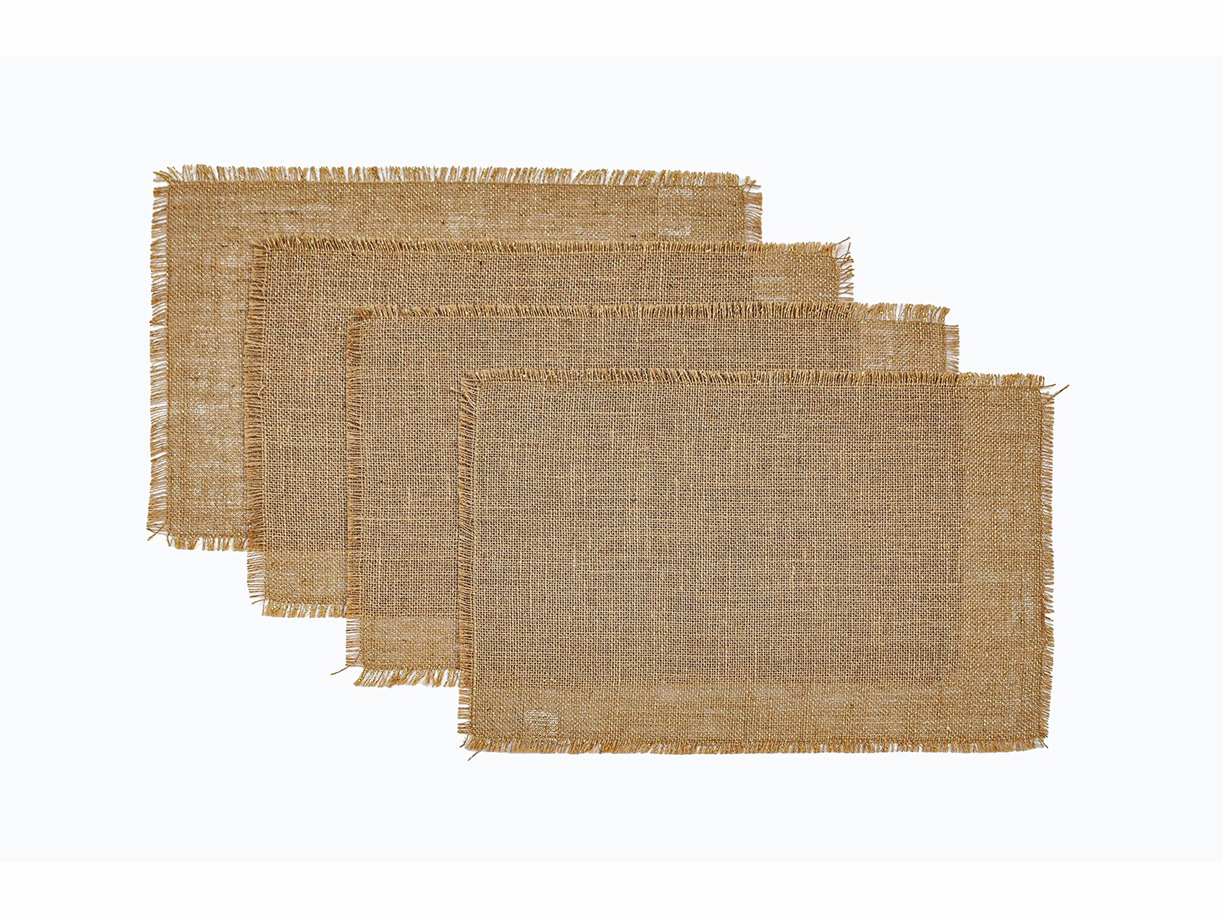 CHARDIN HOME Jute Burlap Placemats, Set of 4 Rustic Table mats
