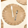 thumbnail image 1 of CHARDIN HOME Jute Burlap Round Placemats, Set of 4 Rustic Table mats | 15 inches Natural Beige | Pleated Ruffled Border Perfect for Weddings, bbqs, Birthdays, Occasions or Everyday, 1 of 8