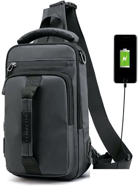Sling Bag for Men & Women Waterproof Shoulder Daypack Crossbody Backpack for Travel Hiking with USB Charging Port